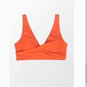 Orange lace up back bikini top